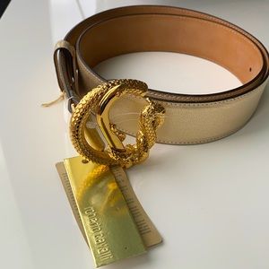 Roberto Cavalli authentic, new, gold leather belt